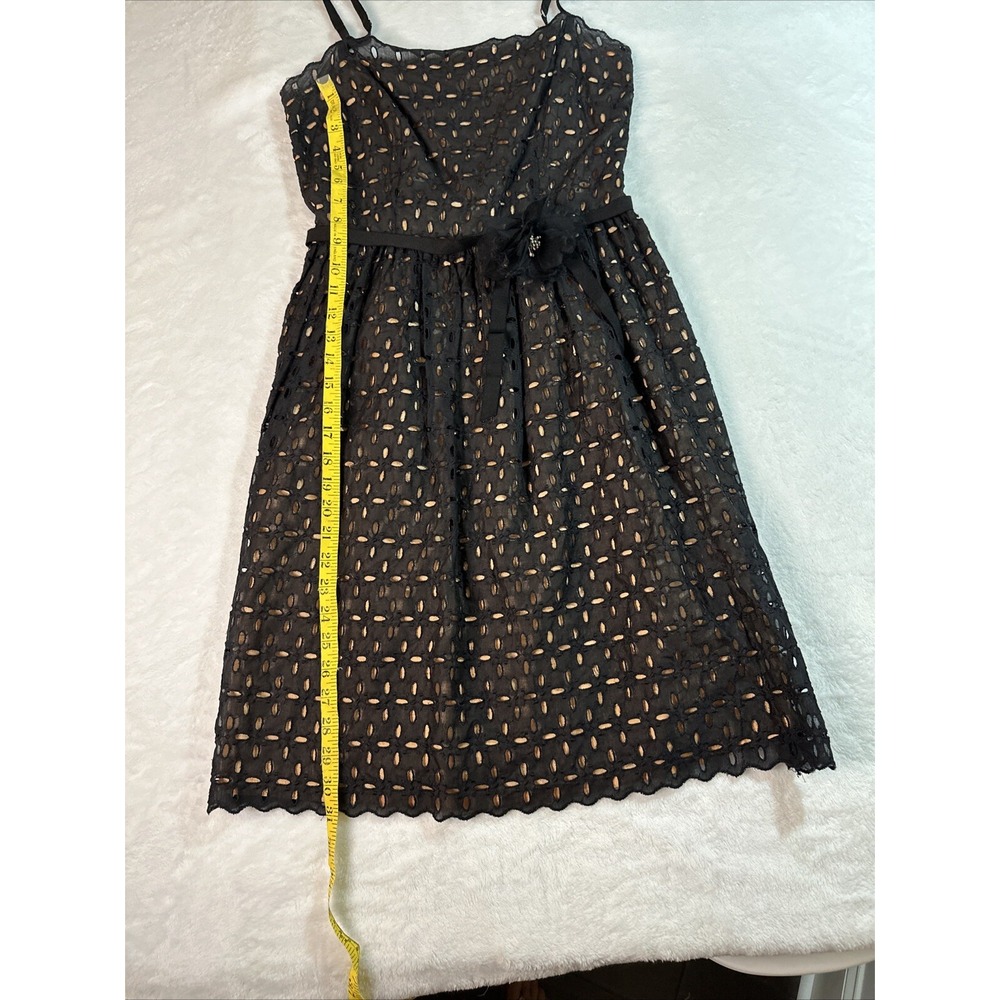 Laundry Shelli Segal Dress Womens Size 6 Black Eyelet Nude Lining Strappy - Picture 11 of 16
